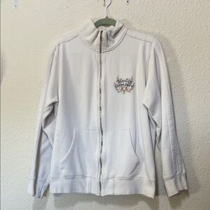 Harley-Davidson Women Off White Zip Up Sweatshirt. Good Used Condition. Size XL.